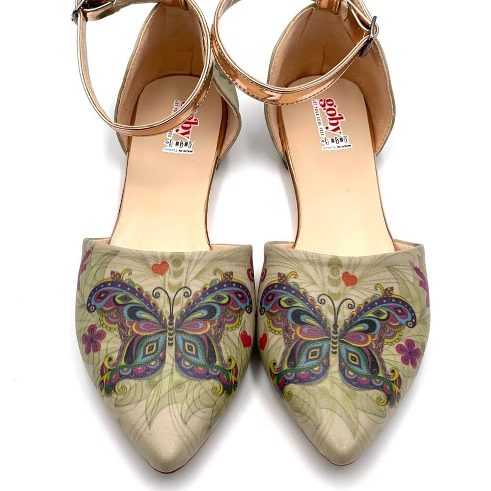 GOBY Butterfly flat ankle bracelet shoes size 38 (US 7) gray-greenish - Picture 5 of 9